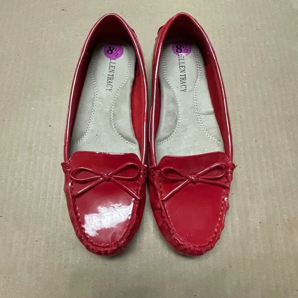 Ellen Tracy Size 8.5M Newport Red Patent‎ Leather Driver Moccasin Loafers NWB